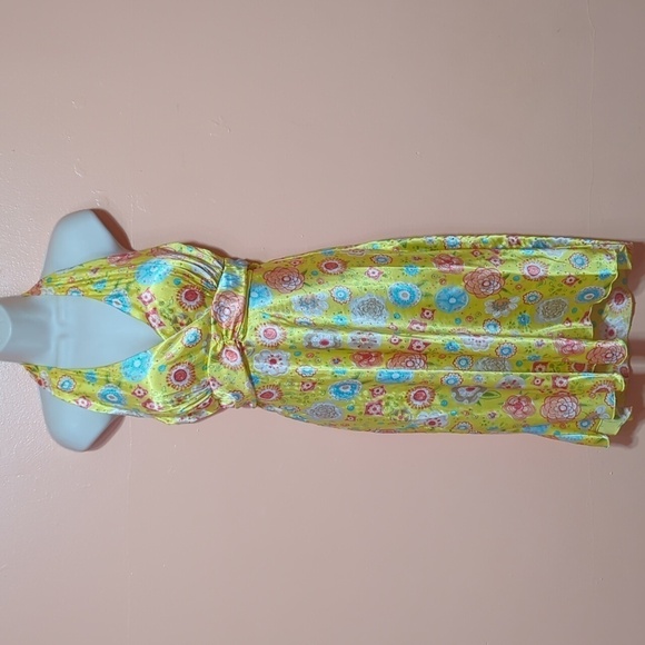 4U Design Dresses & Skirts - 4U Design USA Halter Sun Dress Babydoll Fairy Coquette Satin Floral Belted XL